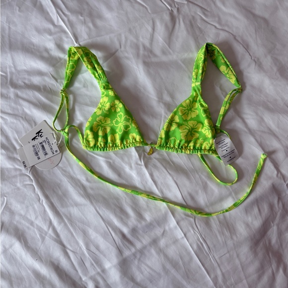 Kulani Kinis Green and Yellow Ruched Bikini Top NWT size small - Picture 3 of 16